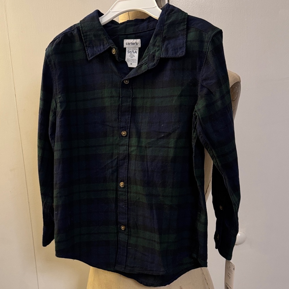 Carter's Green and Blue Plaid Button Down Shirt